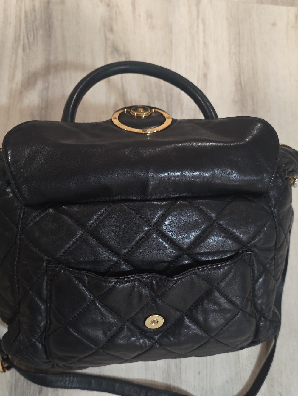 Michael Kors Black Leather Quilted Satchel Shoulder Bag - Picture 8 of 10